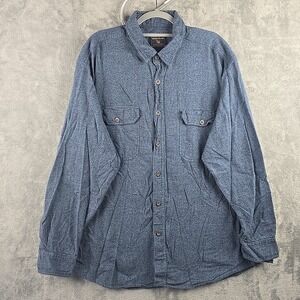 Woolrich Flannel Shirt Mens 2XL Blue Long‎ Sleeve Outdoors Soft Button Up Light